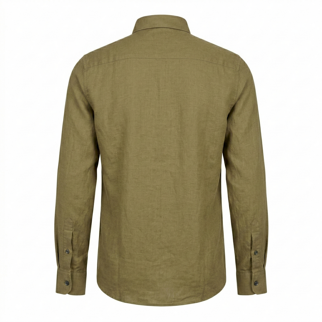 A|X Enchanted Olive Tailored Fit Long Sleeve Linen Shirt