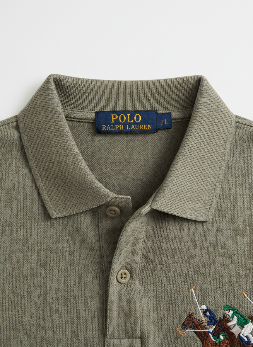 POLO RALPH LAUREN Sagewood Green Classic Fit Long Sleeve Piqué Polo Shirt