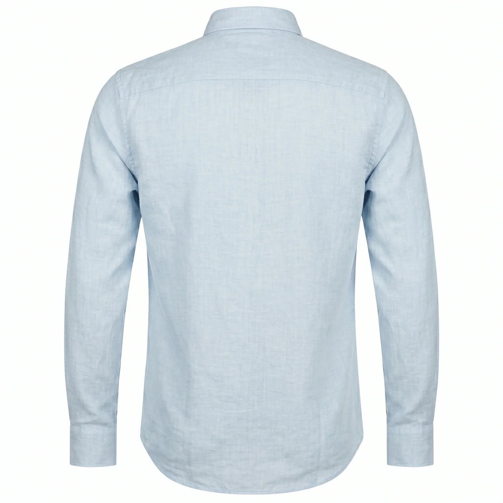 Lacoste Classic Fit Light Blue Long Sleeve Linen Shirt