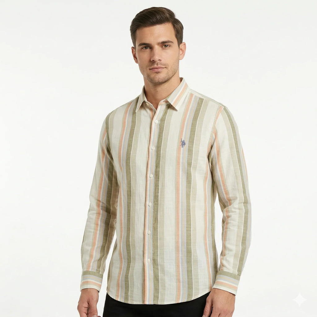 POLO Ralph Lauren Regular Fit Stripe Full Sleeve Linen Shirt