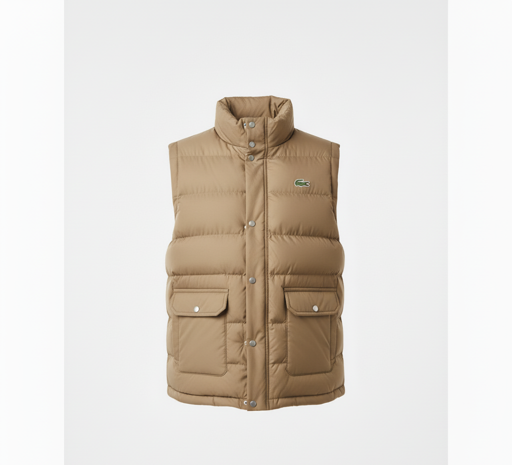 LACOSTE Dune Beige Contemporary Fit Puffer Vest