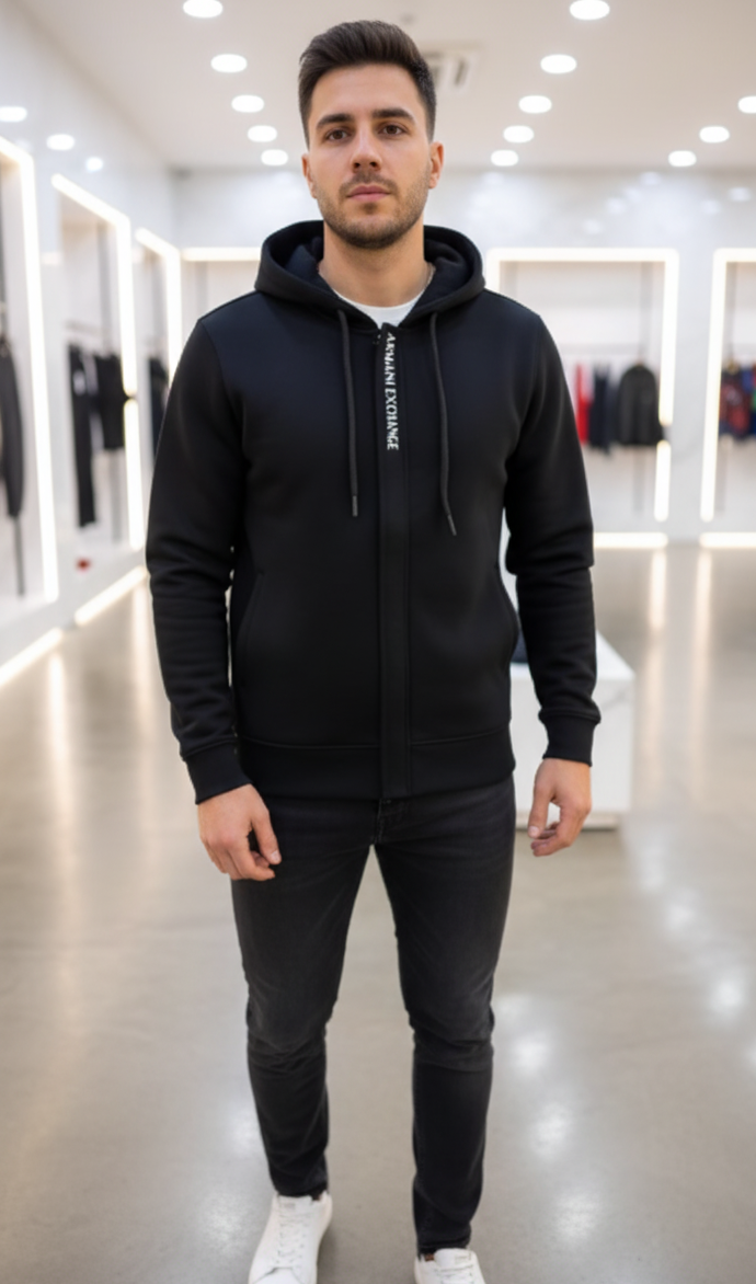 ARMANI EXCHANGE Starlit Onyx Tailored Fit Zip-Up Hoodie