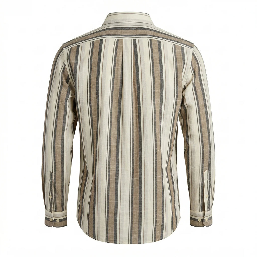 Brooks Brothers Regular Fit Stripe Full Sleeve Linen Shirt