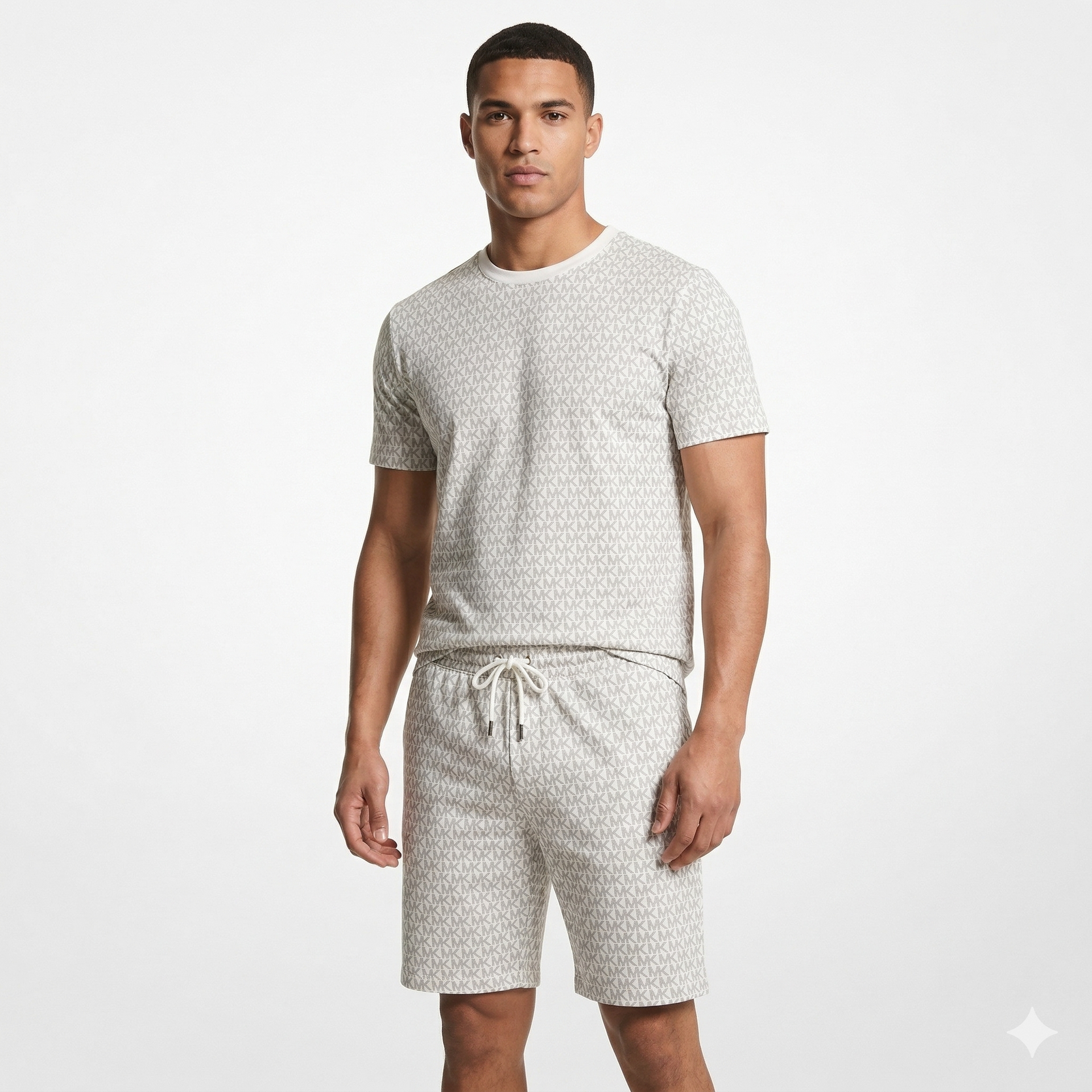 Michael Kors Relaxed Fit Short Sleeve Lounge Set in off white
