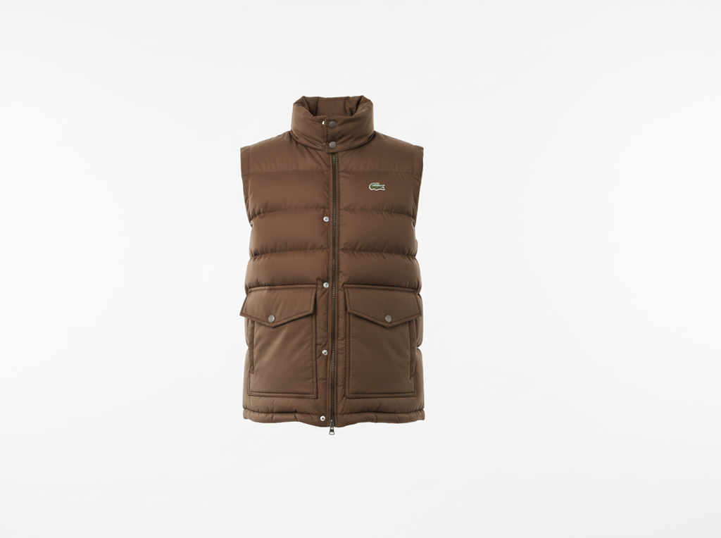 LACOSTE Rustic Mahogany Tailored Fit Quilted Winter Vest