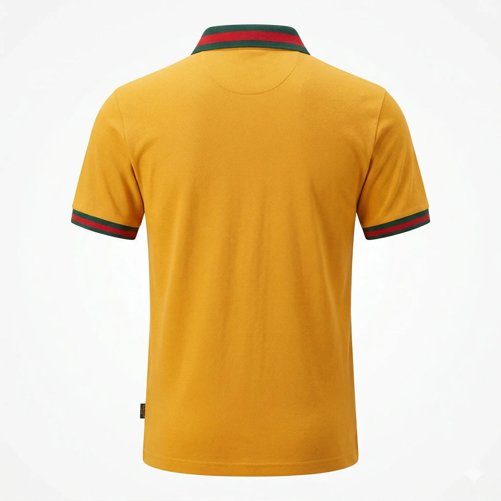 GUCCI Men's Pique Polo Shirt In Mustered Yellow
