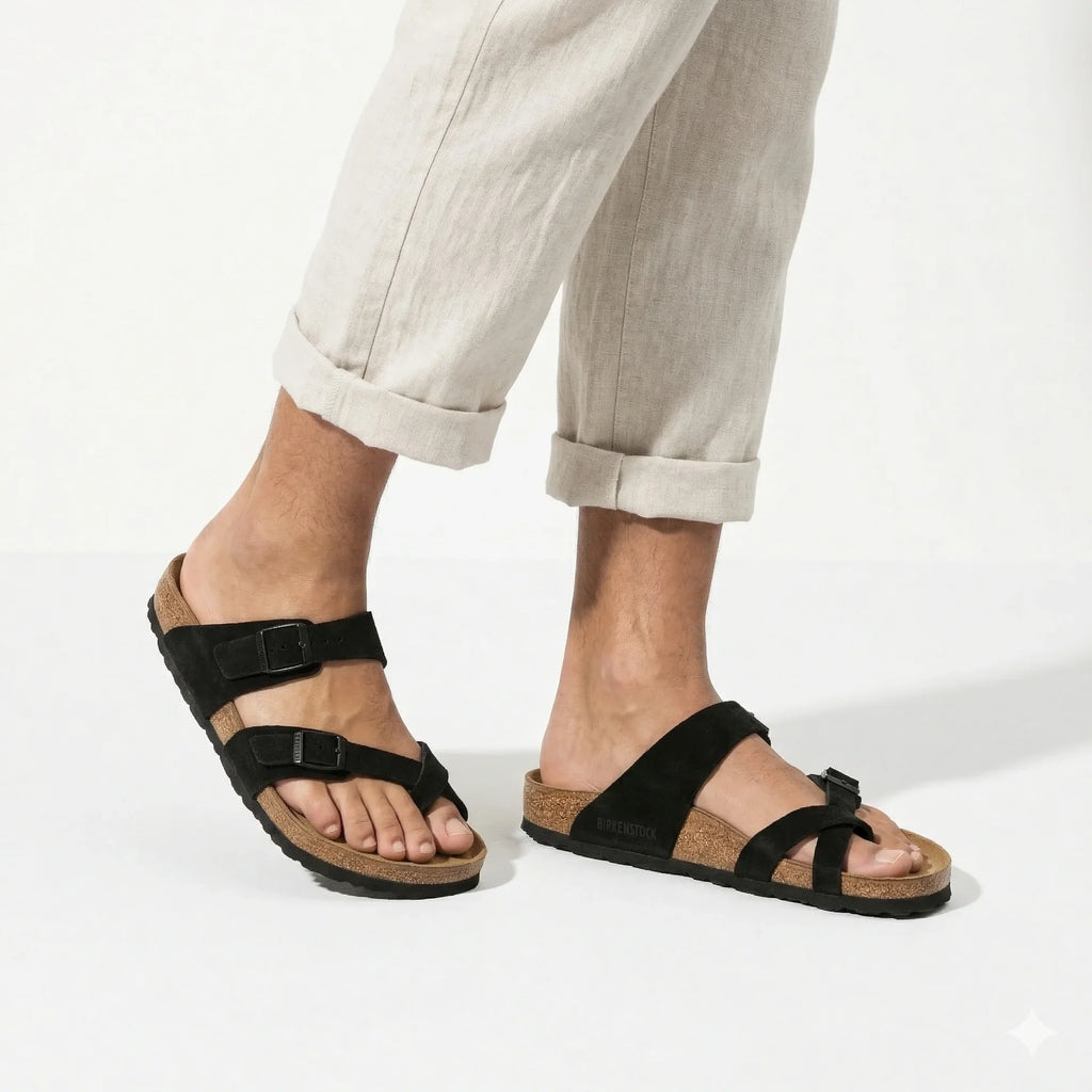 BIRKENSTOCK Midnight Onyx Luxe Soft Footbed Sandals in Black
