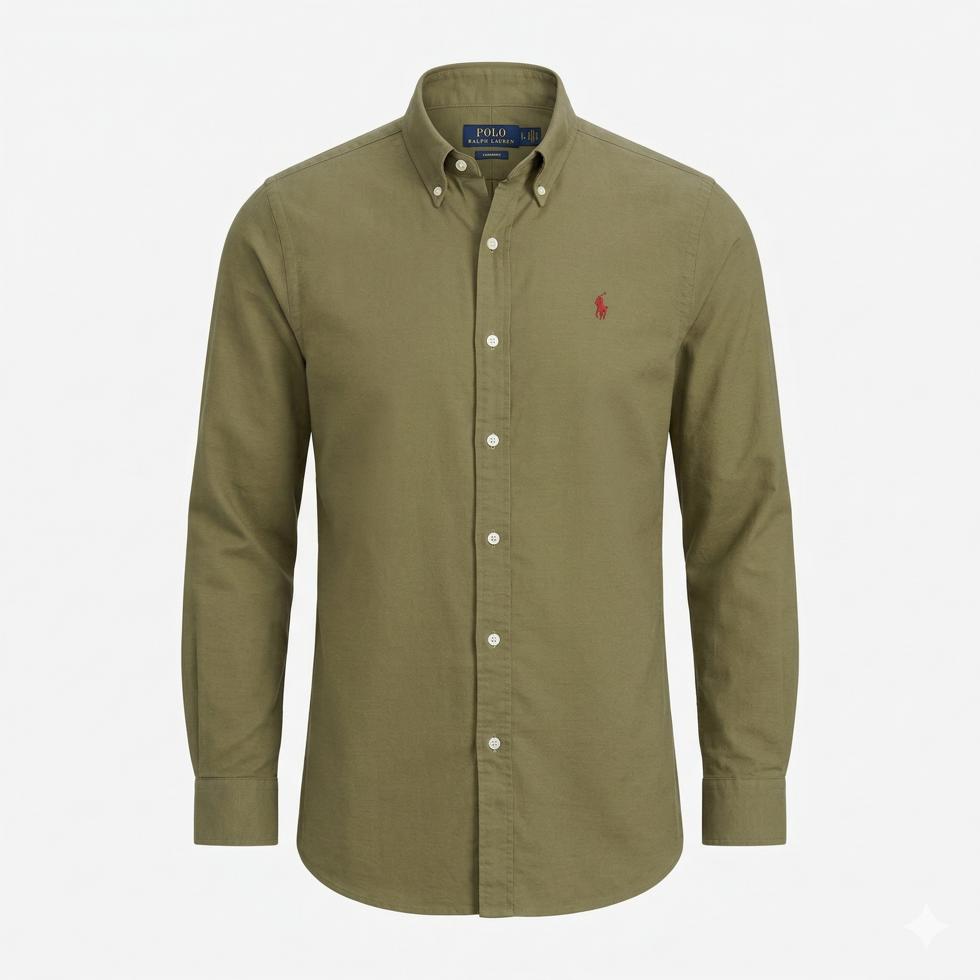 POLO RALPH LAUREN Classic Fit Olive Green Button-Up Shirt
