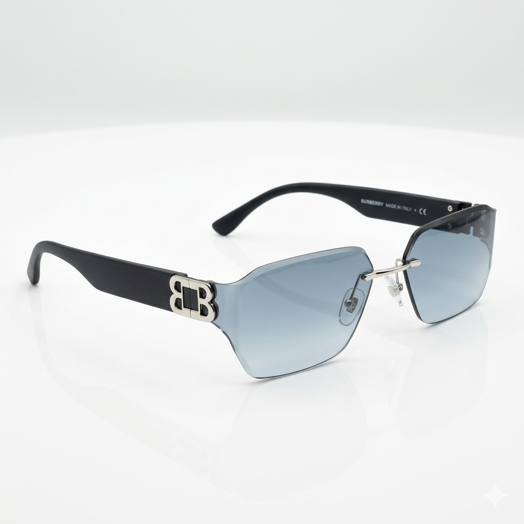 BURBERRY Ethereal Obsidian Luxe Shield Sunglasses with Limited Edition Signature Case