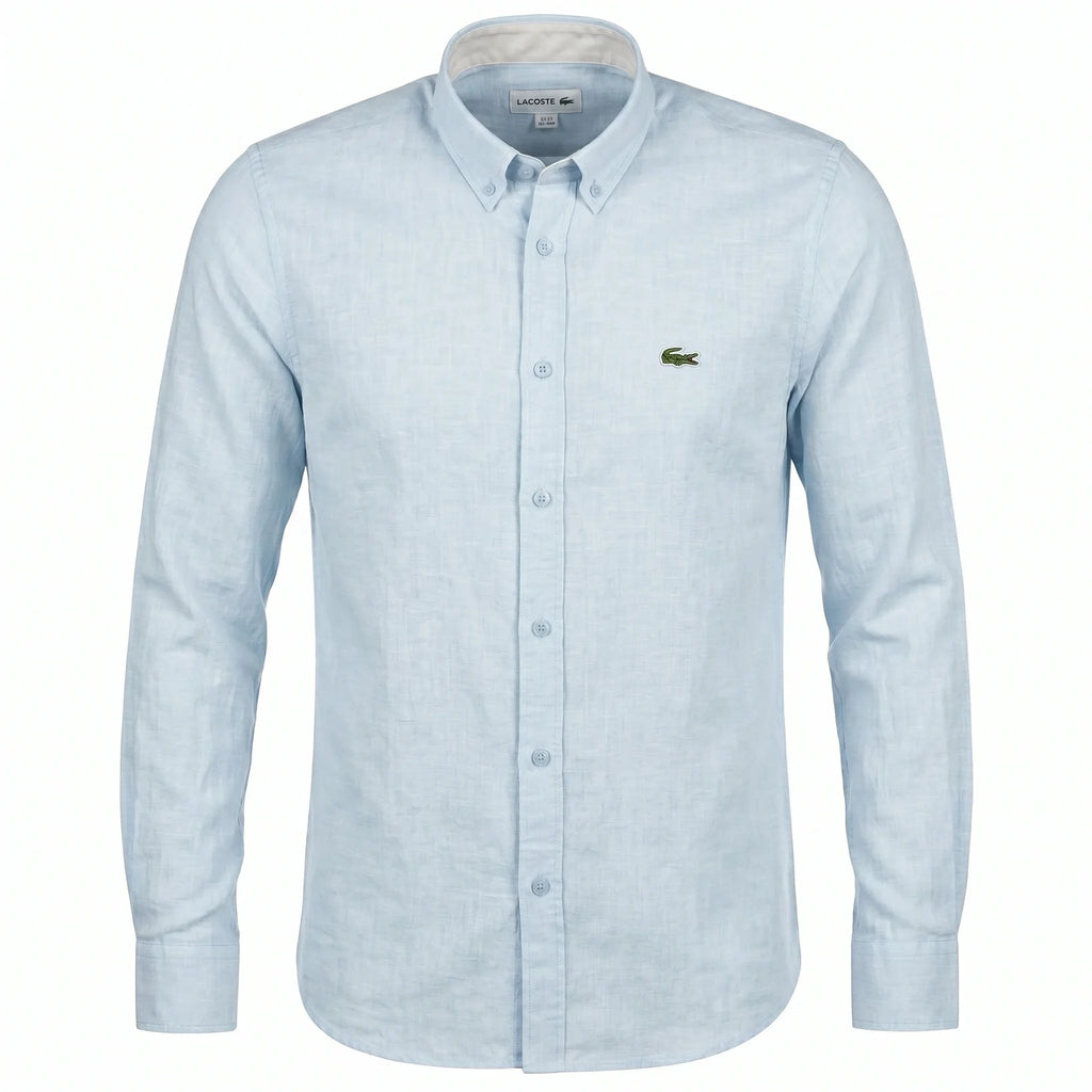 Lacoste Classic Fit Light Blue Long Sleeve Linen Shirt