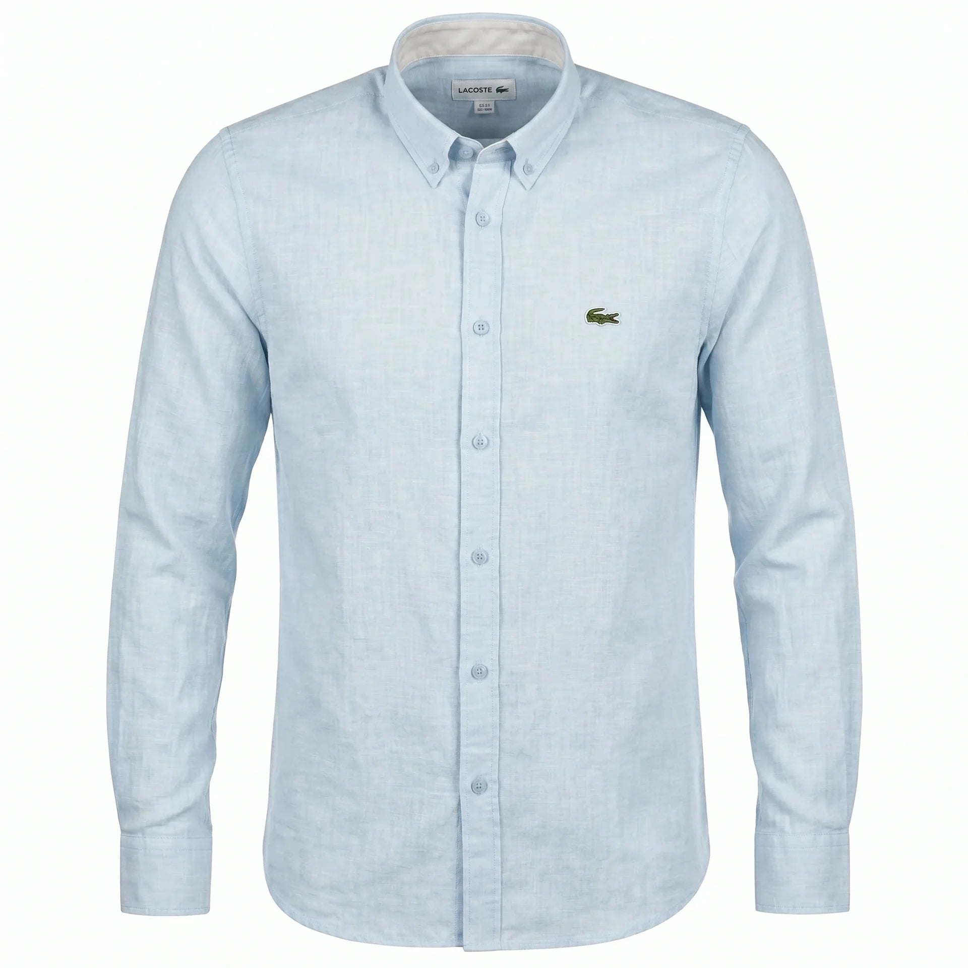 Lacoste Classic Fit Light Blue Long Sleeve Linen Shirt
