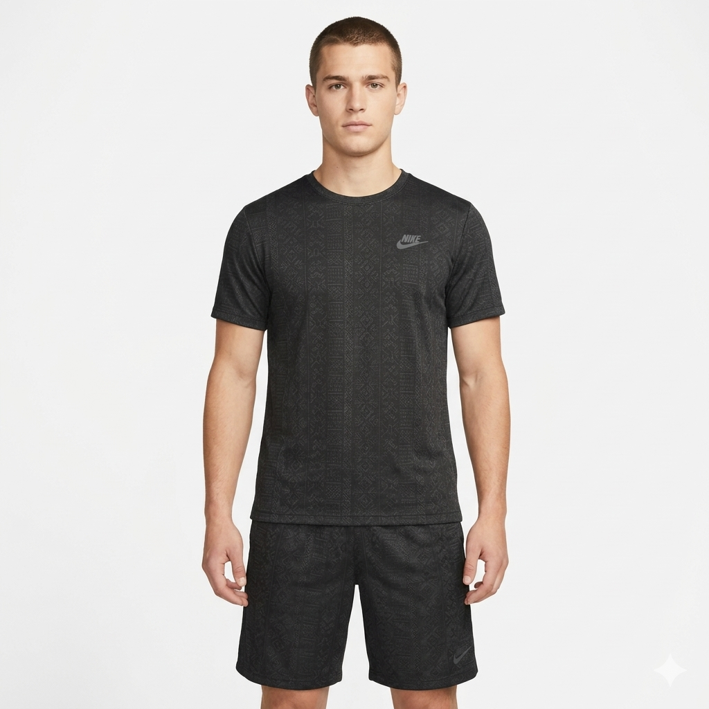 NIKE Men's Textured Knit Lounge Set in Black