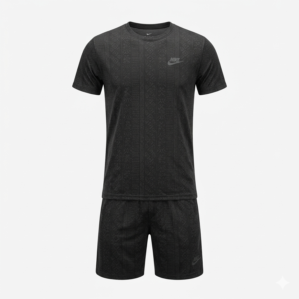 NIKE Men's Textured Knit Lounge Set in Black