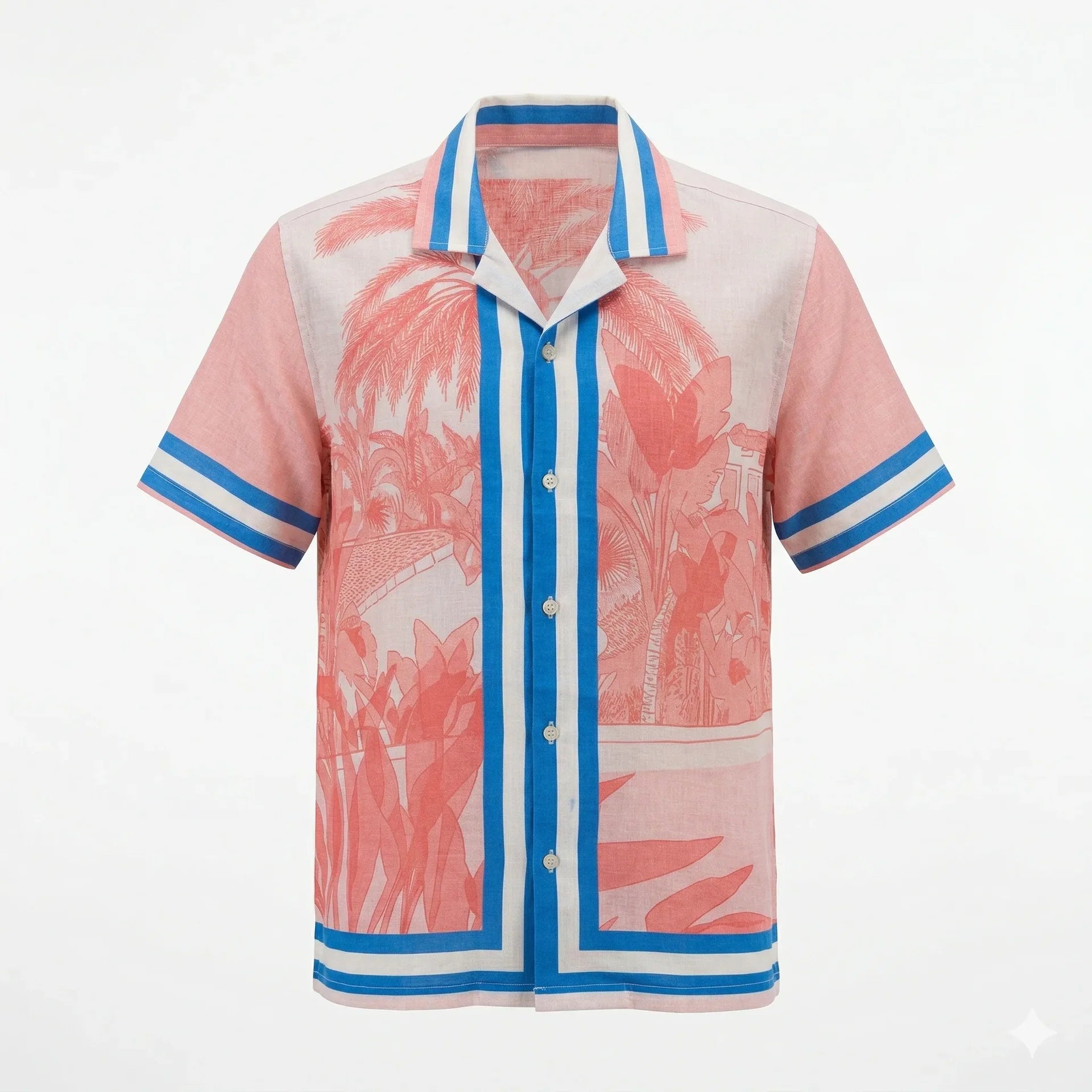 AGENT SPARROW Printed Square Fit Half Sleeve Cotton Shirt in Pink