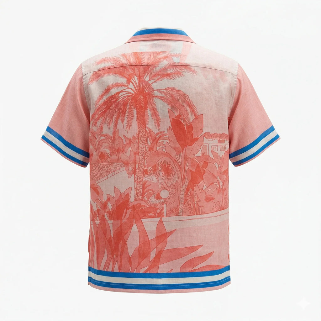 AGENT SPARROW Printed Square Fit Half Sleeve Cotton Shirt in Pink