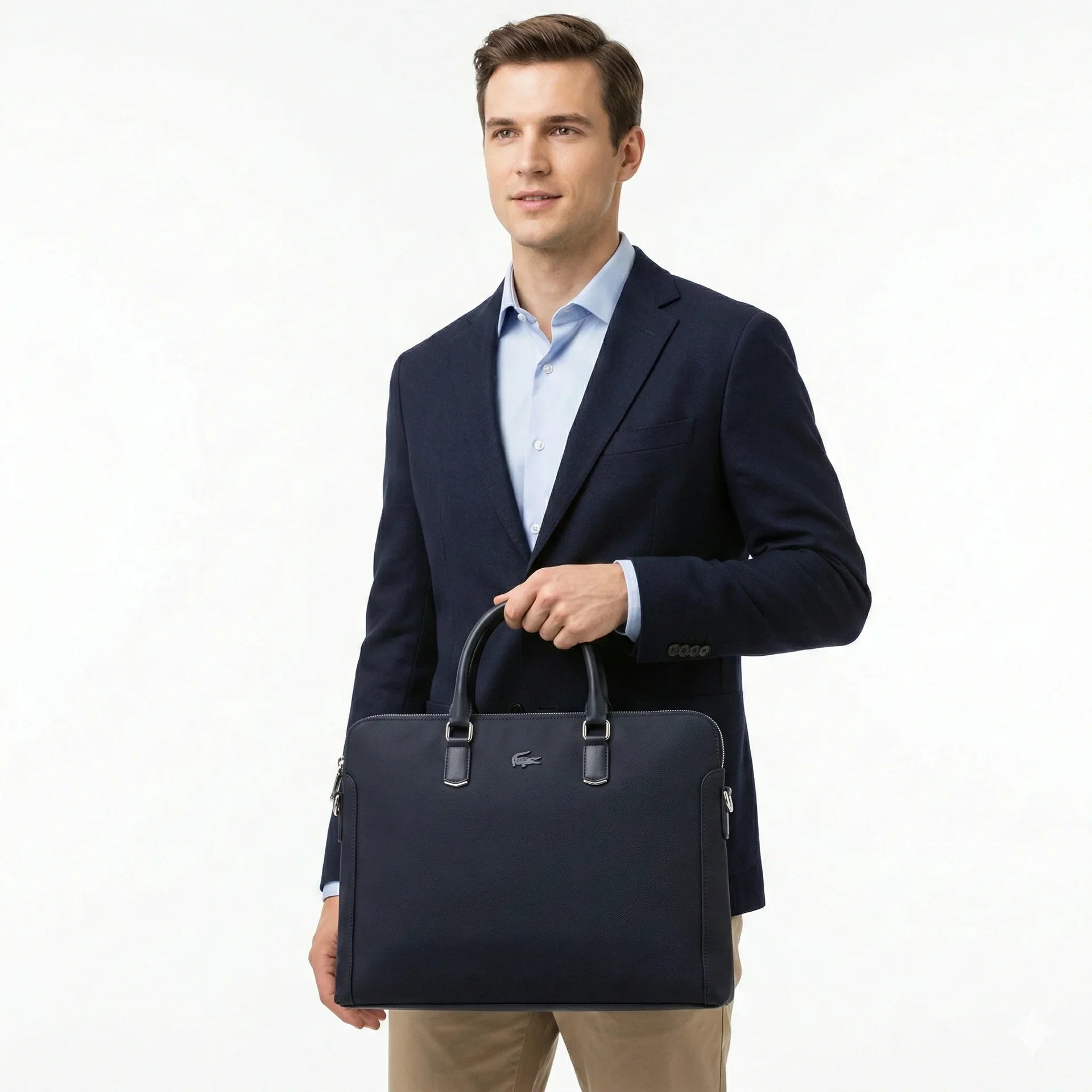 LACOSTE Midnight Quartz Luxe Leather Executive Laptop Bag