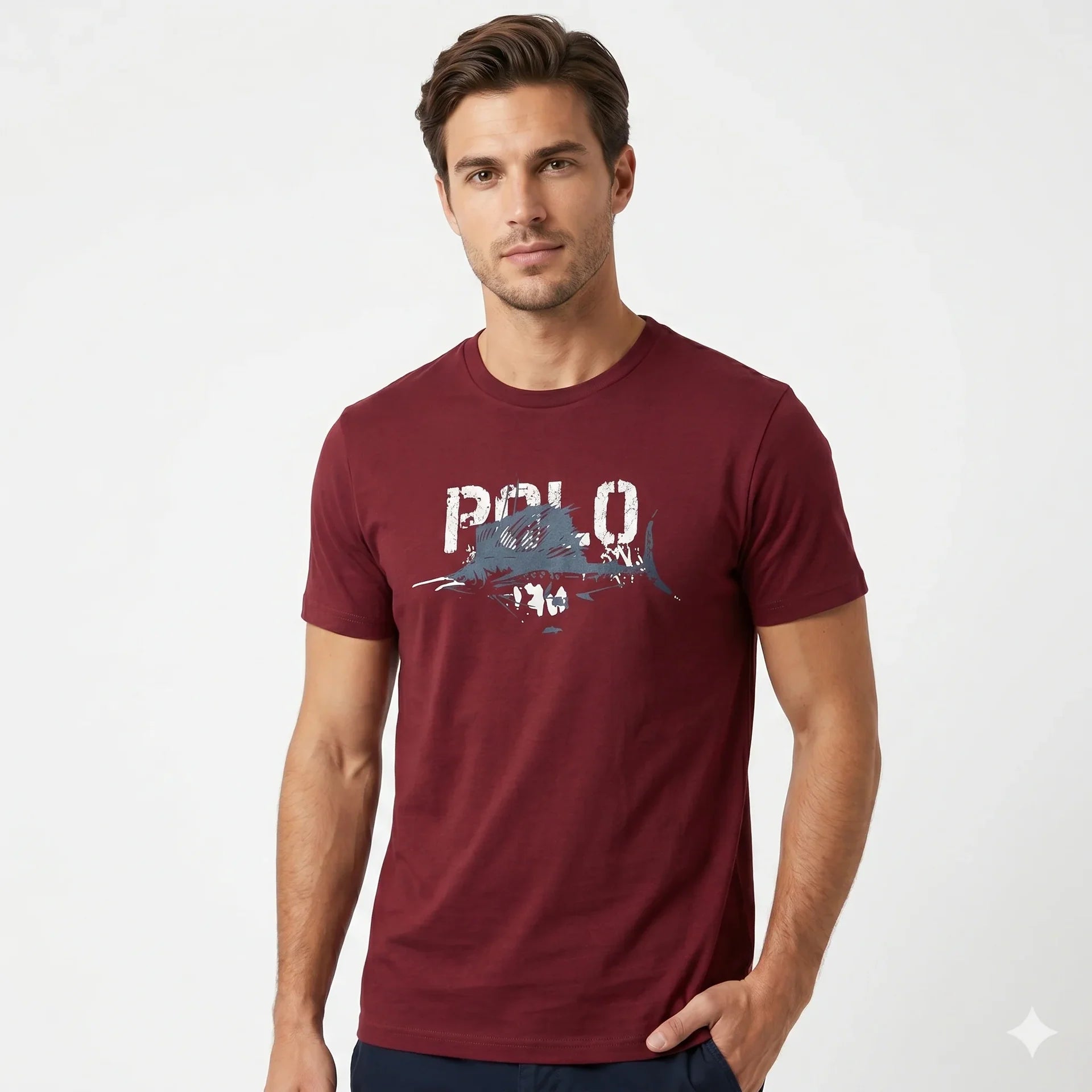 POLO Graphic Print Maroon T-Shirt
