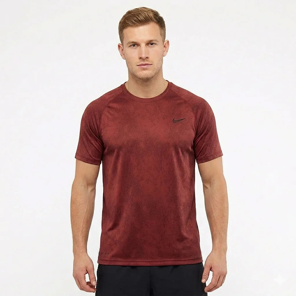 Nike Men's  Dri-FIT Performance Training T-Shirt in Burgundy