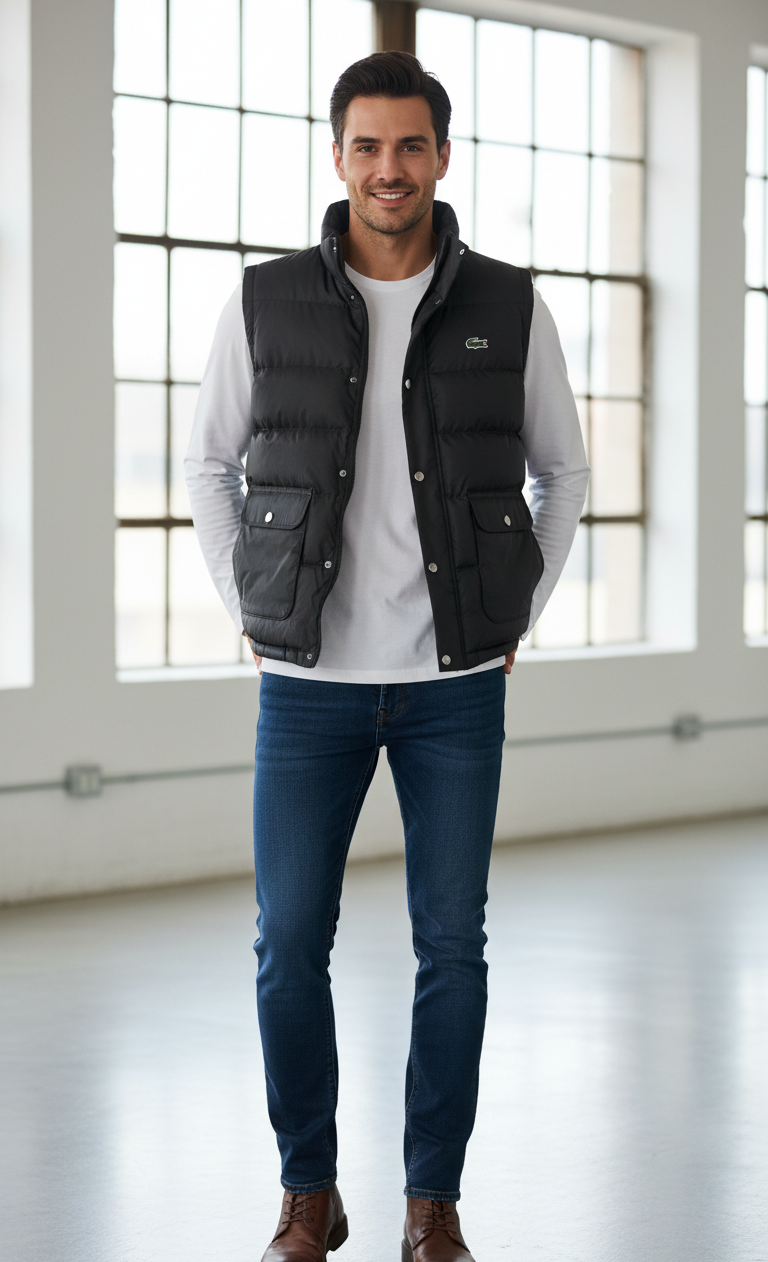 LACOSTE Twilight Ash Tailored Fit Puffer Vest
