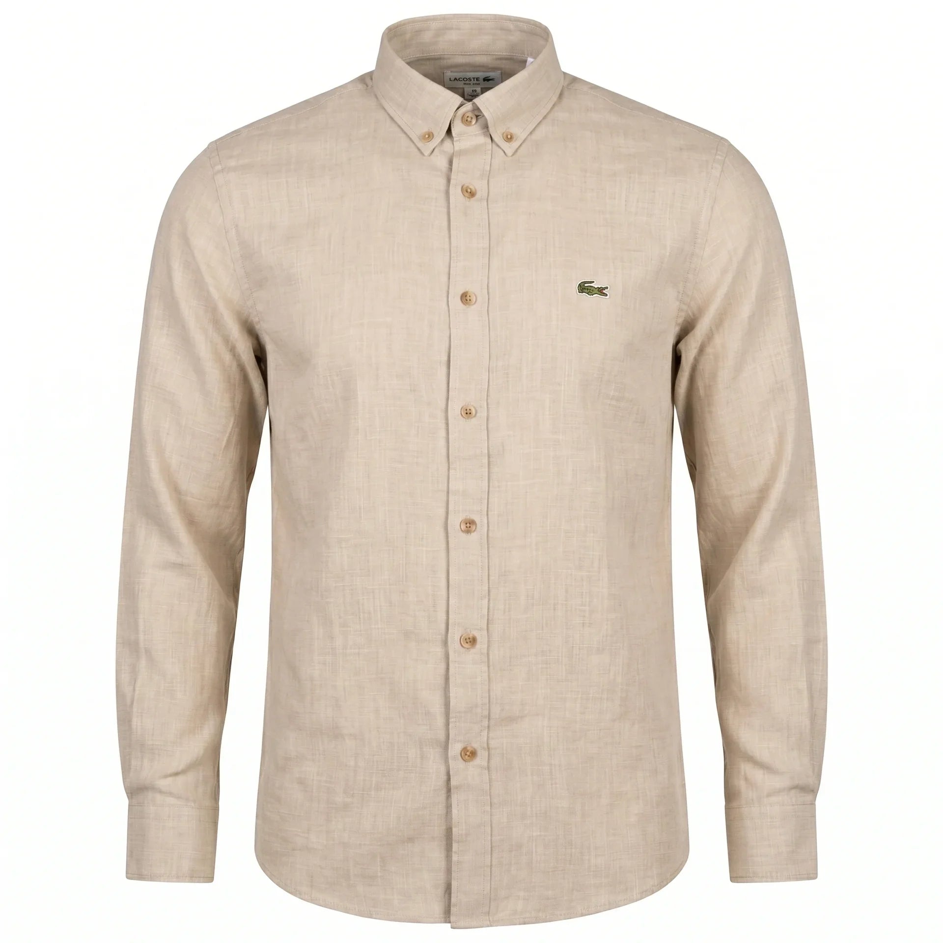 Lacoste Men's Casual Linen Blend Button-Up Shirt