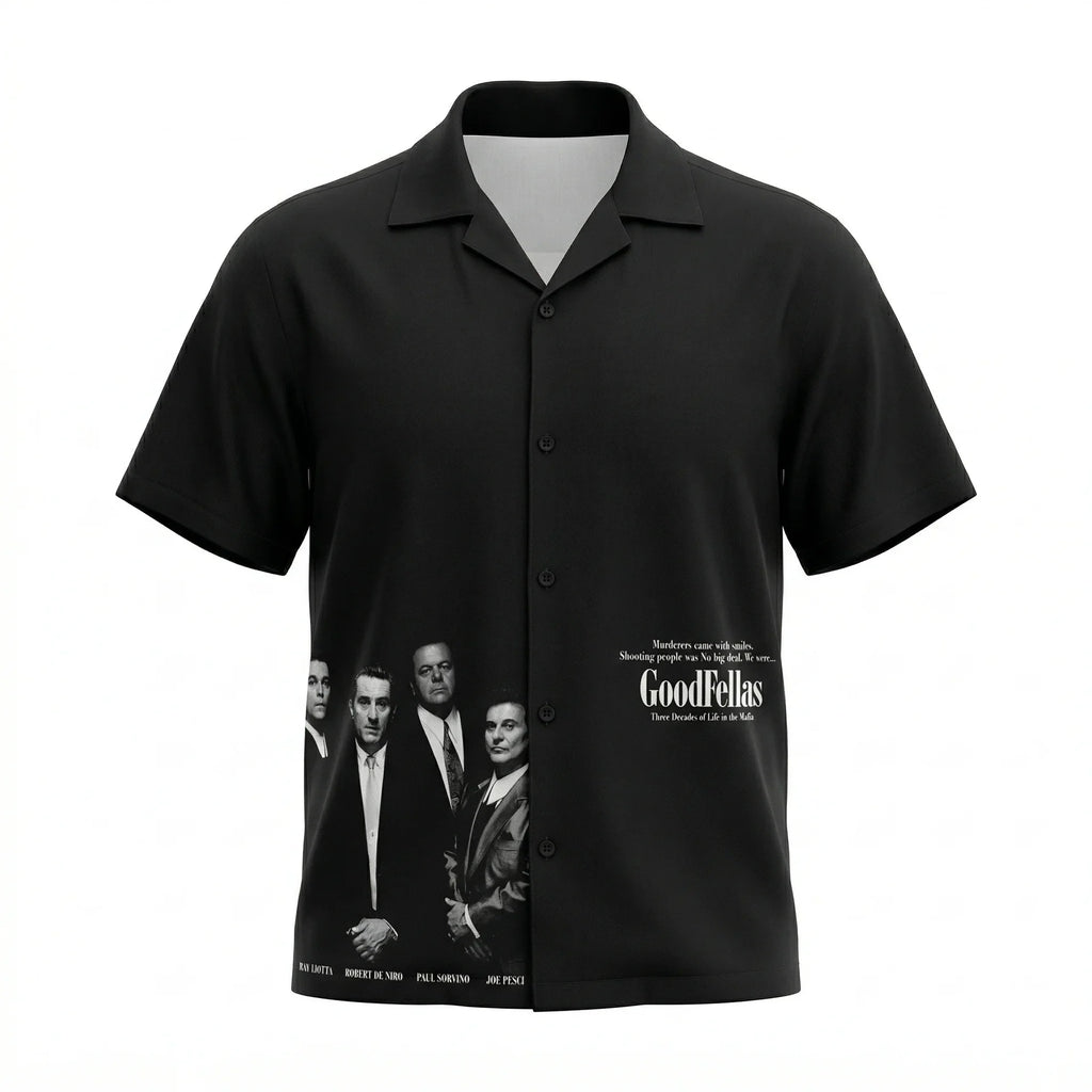AGENT SPARROW Printed Square Fit Half Sleeve Cotton Shirt in Black