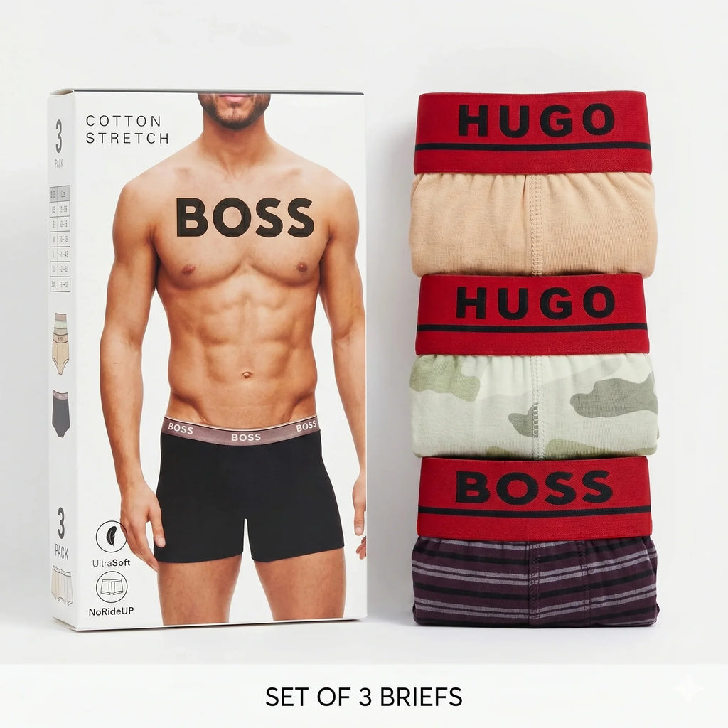 HUGO BOSS Set of 3 Cotton Stretch Briefs