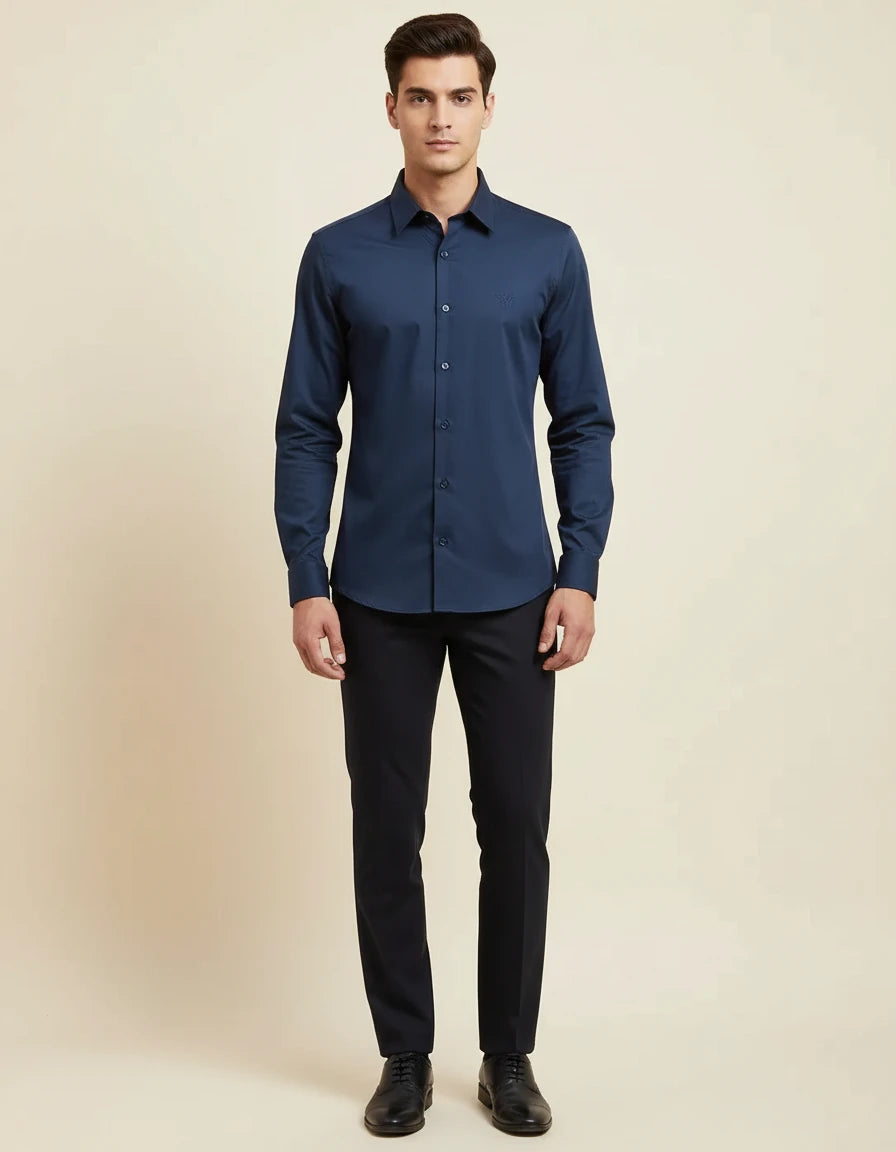 Armani Exchange Elegant Midnight Blue Dress Shirt
