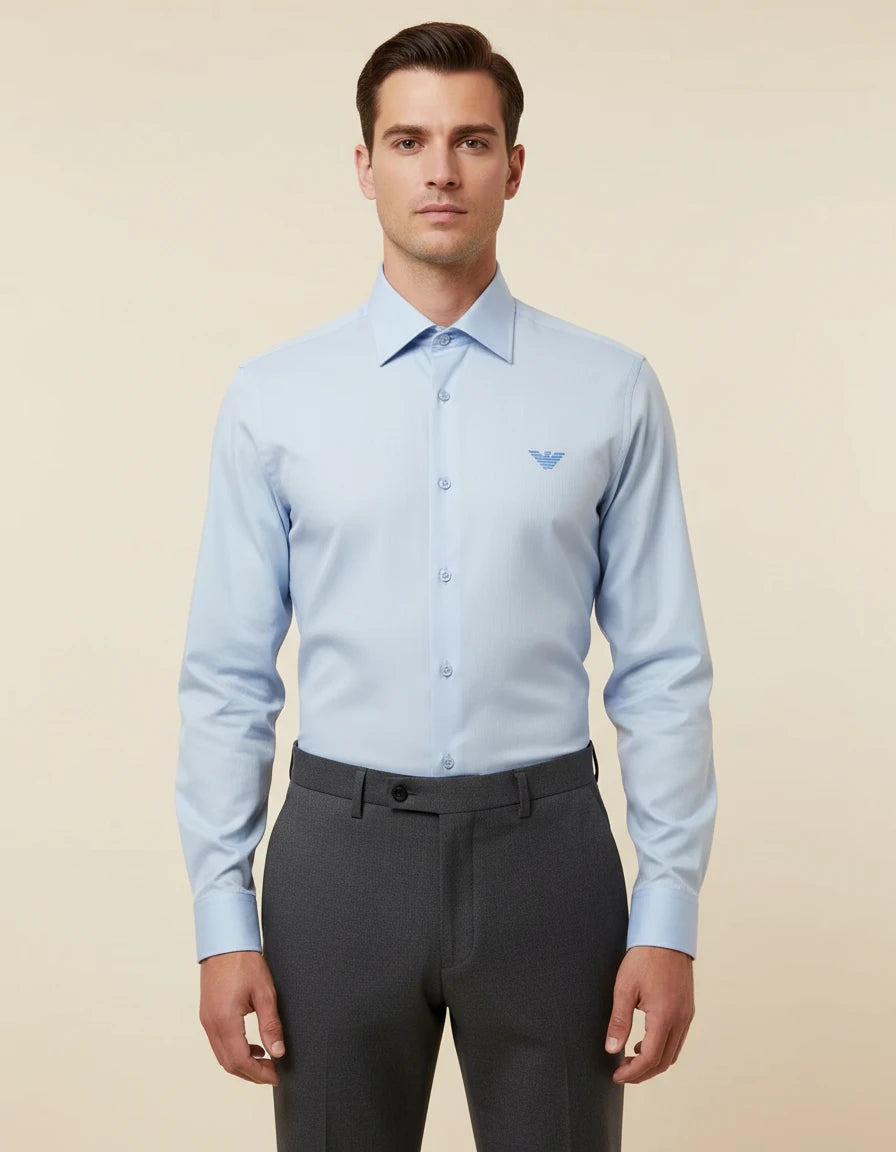 Armani Exchange Effortlessly Elegant Sky Blue Button-Up Shirt
