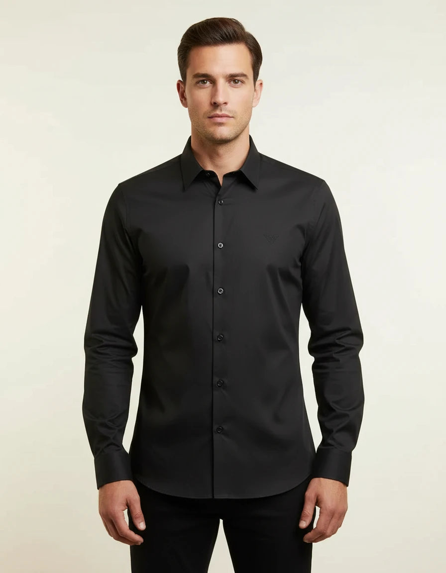 Armani Exchange Iconic Elegance Black Dress Shirt