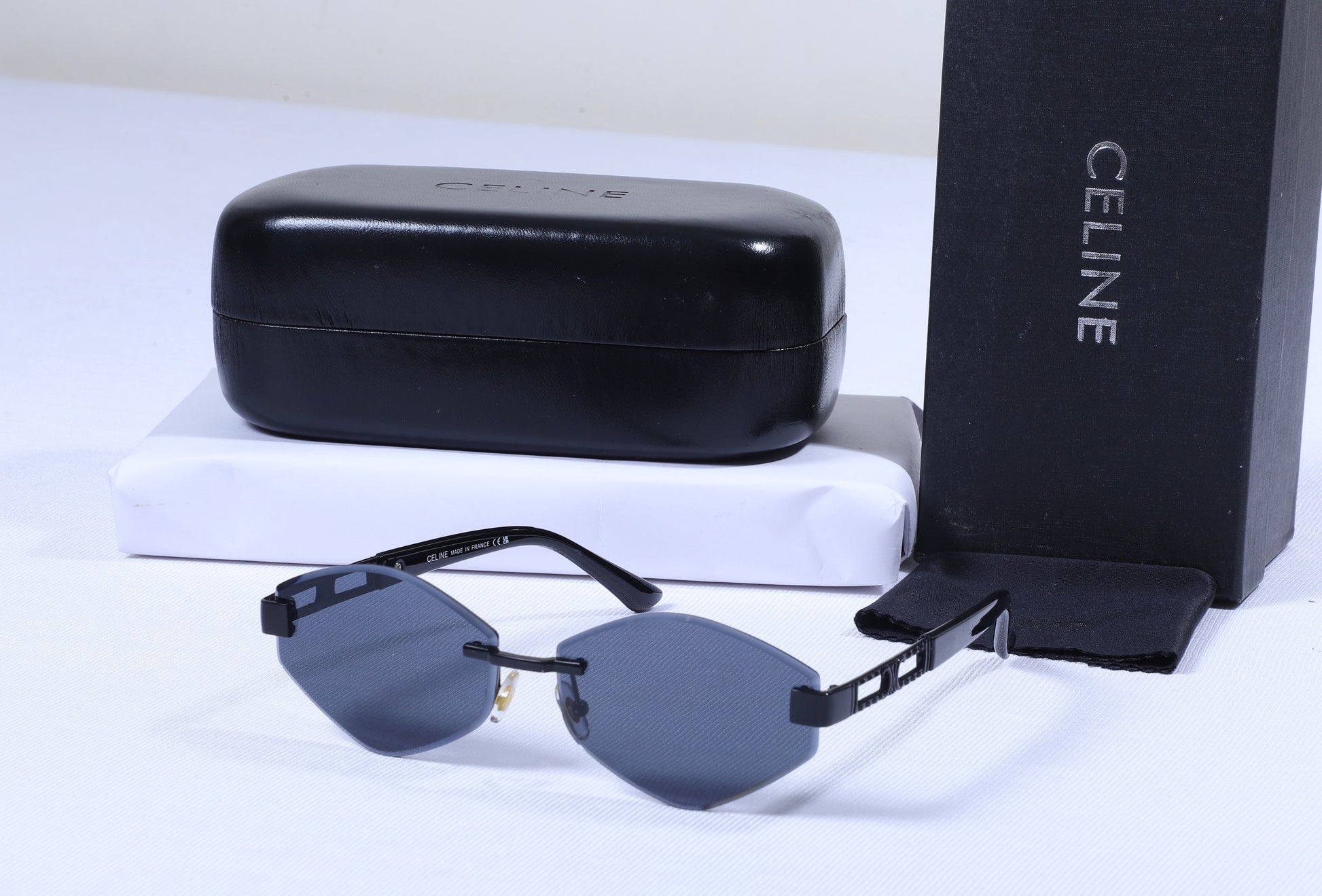 CELINE Obsidian Mist Geometric Frame Sunglasses with Case
