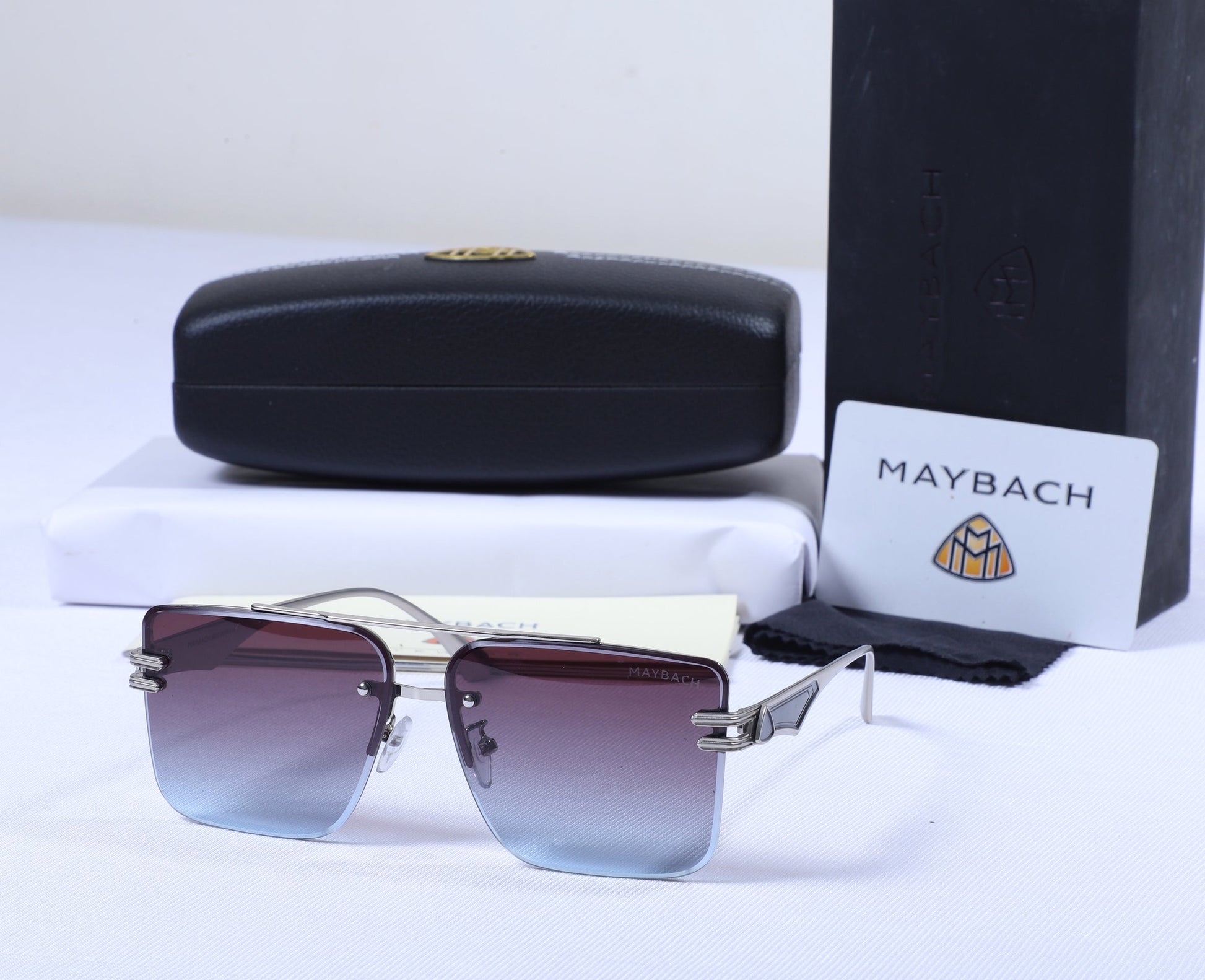 MAYBACH Ethereal Sapphire Square Gradient Sunglasses with Protective Case
