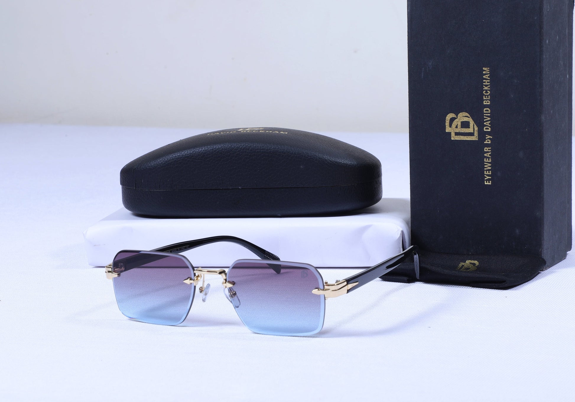 DAVID BECKHAM Celestial Teal Luxe Gradient Square Sunglasses