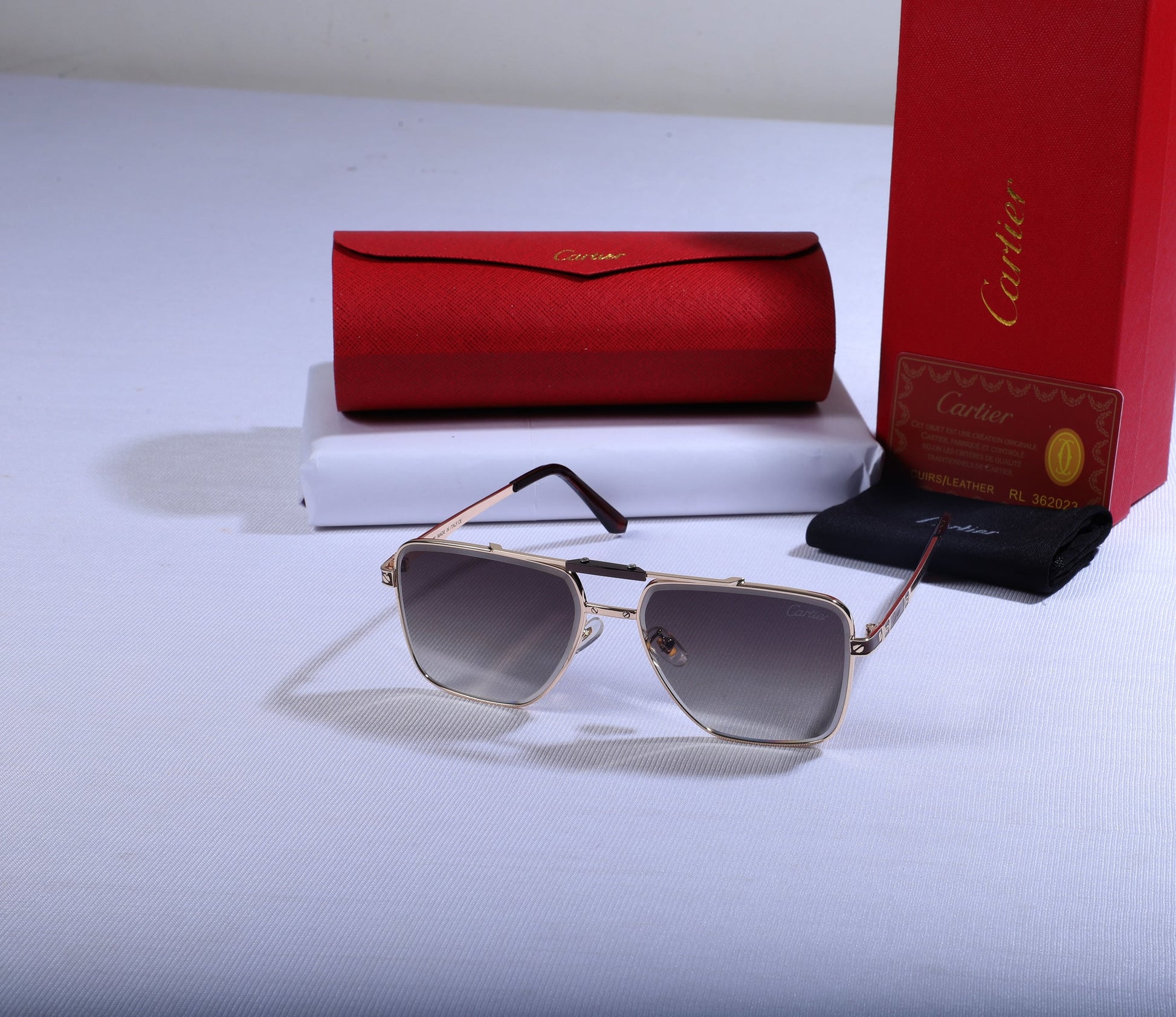 Cartier Luxe Square Sunglasses with Gradient Lenses