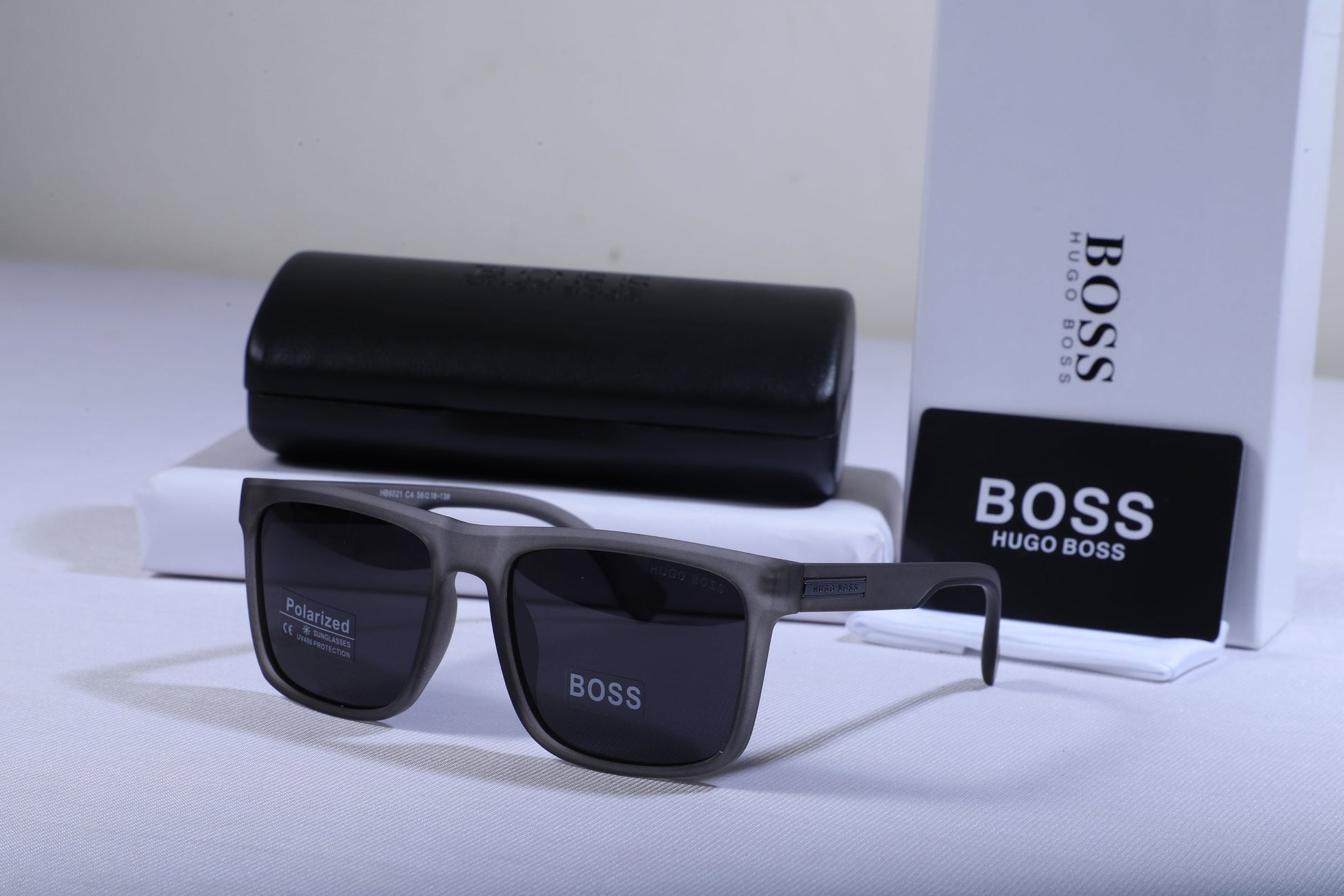 BOSS Midnight Ash Polarized Frame Sunglasses with Luxe Case