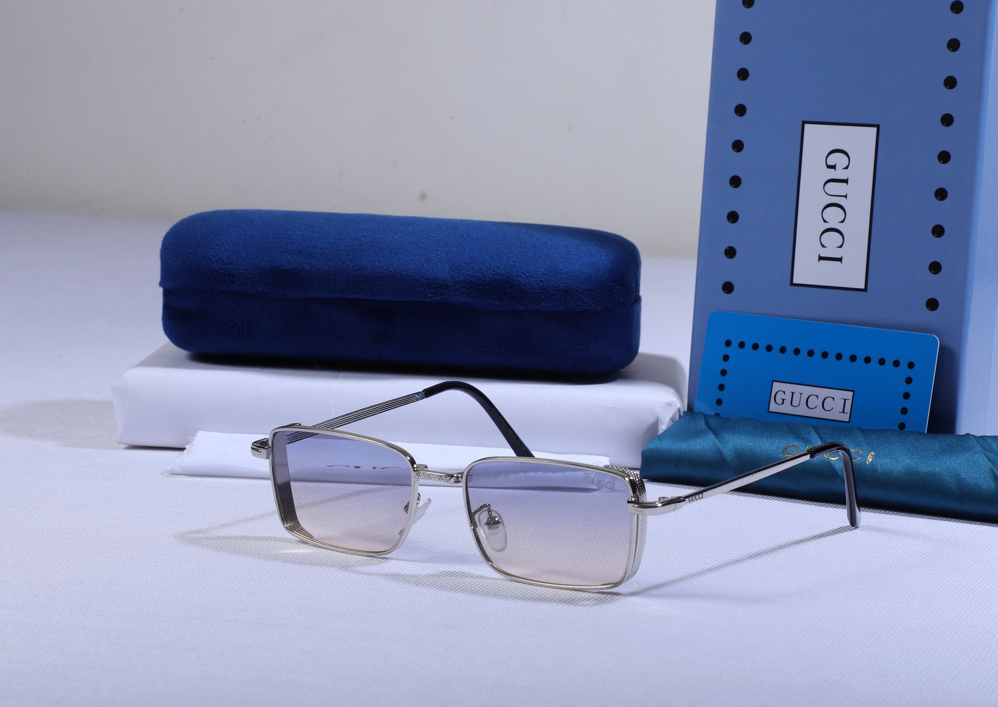 GUCCI Ethereal Silver Chic Gradient Lens Metal Sunglasses