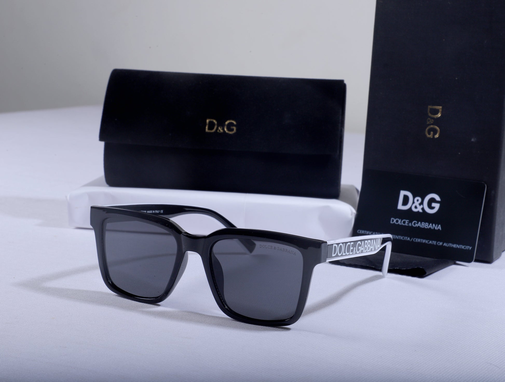 D&G Twilight Obsidian Bold Frame Square Sunglasses with Authenticity Certificate
