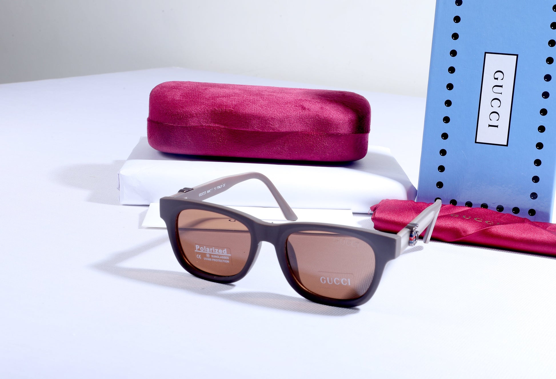 GUCCI Ember Mahogany Contemporary Fit Polarized Sunglasses with Opulent Case