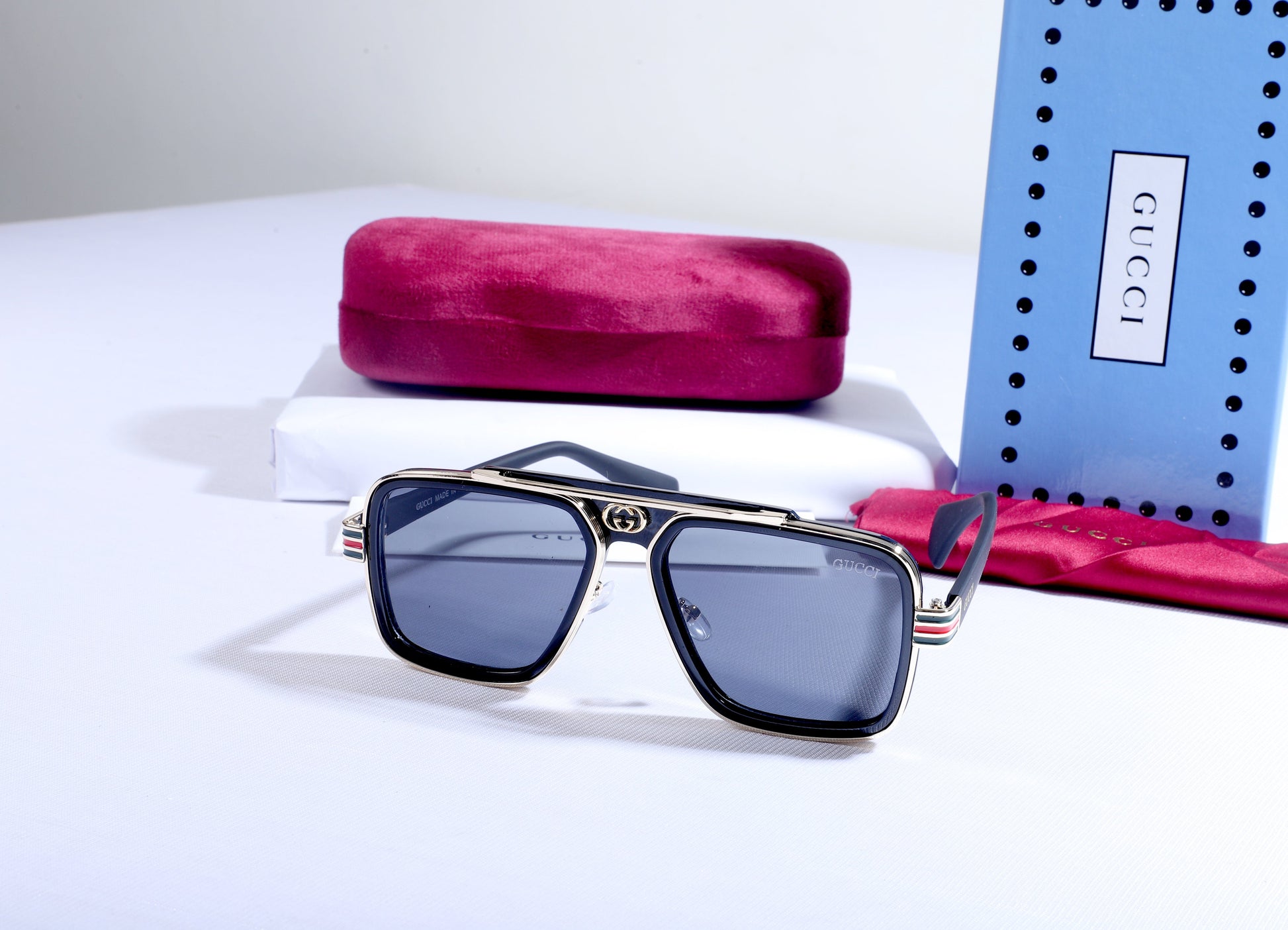 GUCCI Luminous Onyx Bold Fit Oversized Square Sunglasses