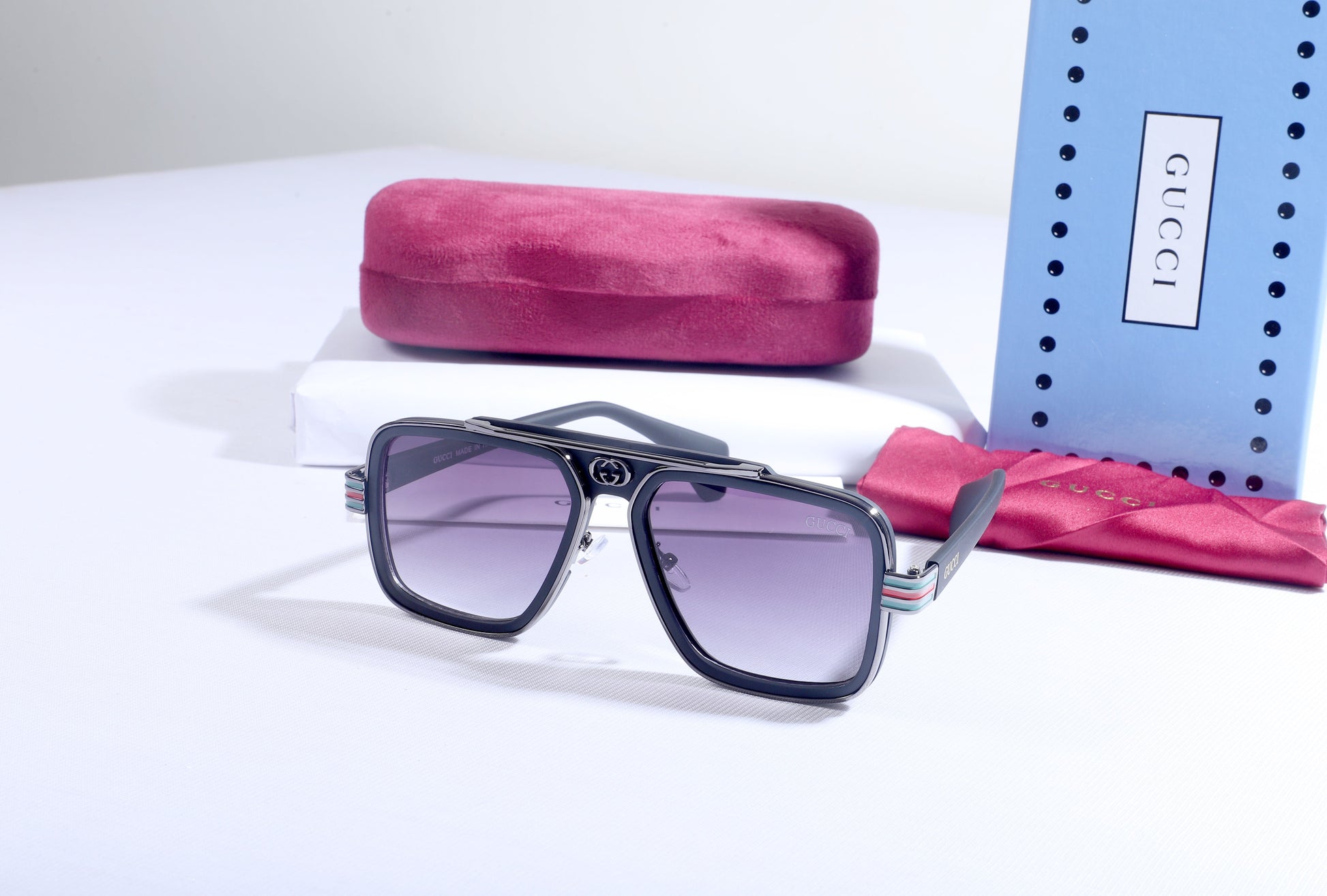 GUCCI Mystic Emerald Bold Fit Oversized Square Sunglasses with Gradient Lenses