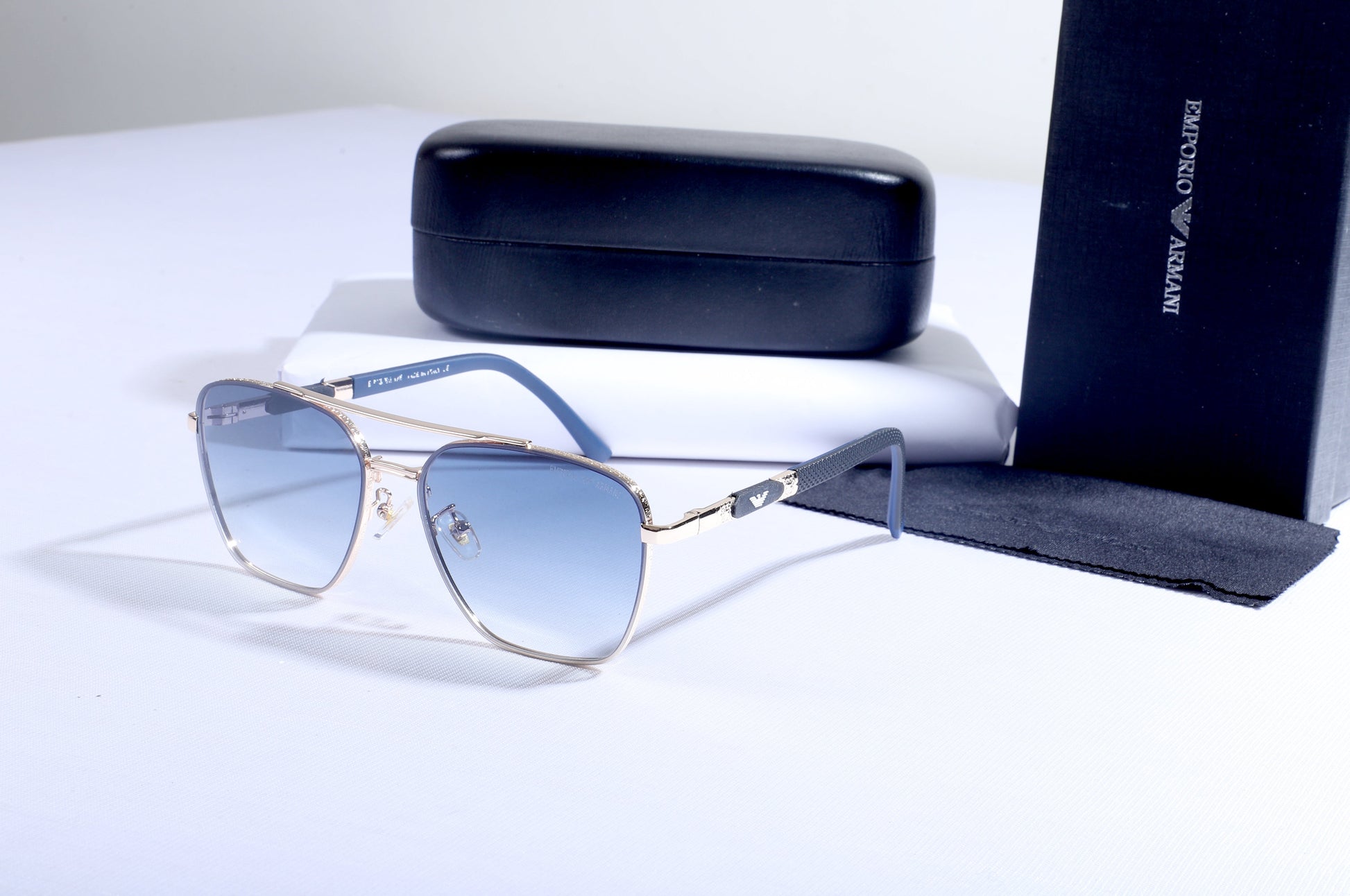 EMPORIO ARMANI Ethereal Teal Opulent Gradient Aviator Sunglasses