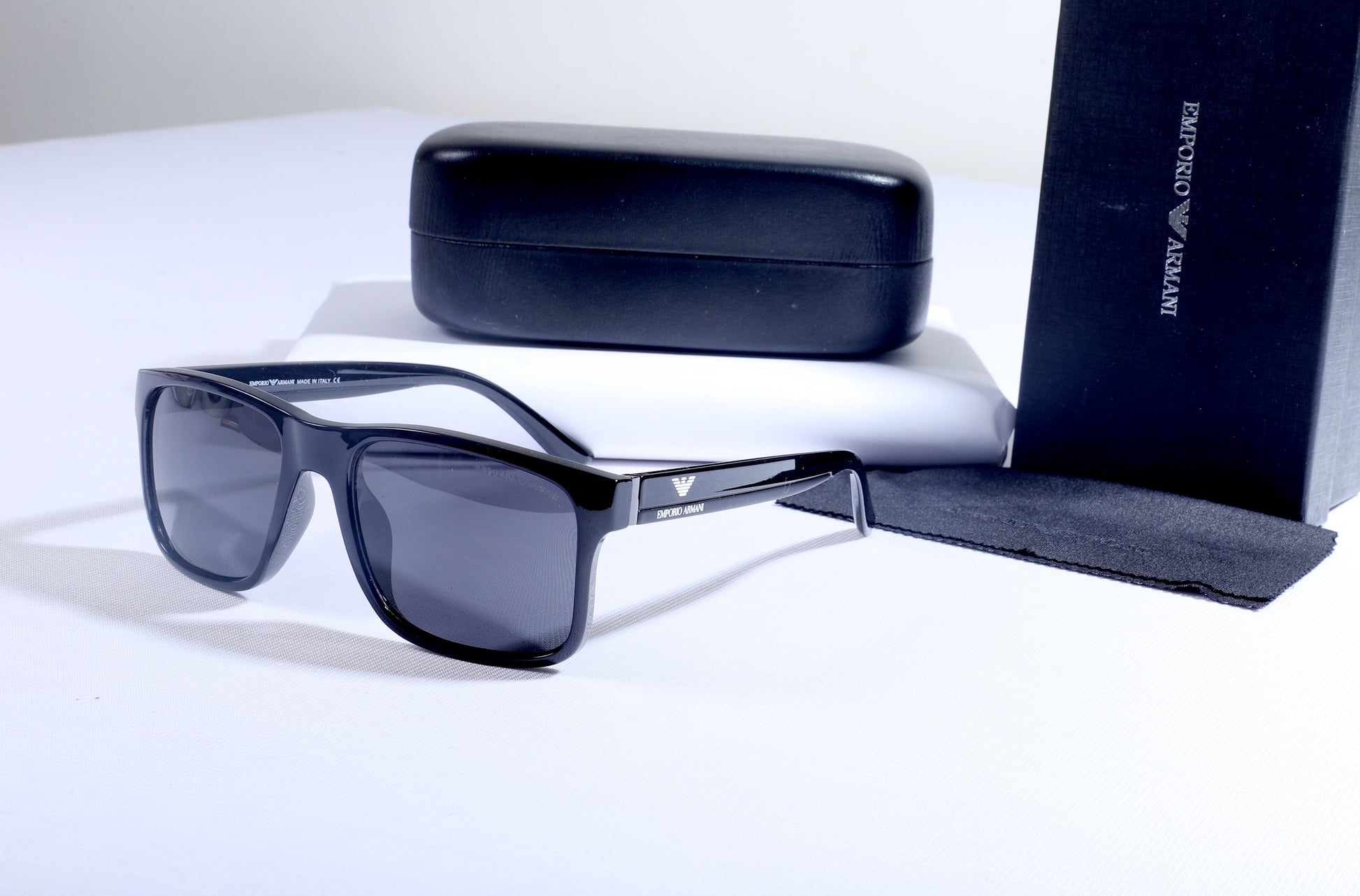 EMPORIO ARMANI Obsidian Mirage Bold Fit Oversized Shield Sunglasses with Case