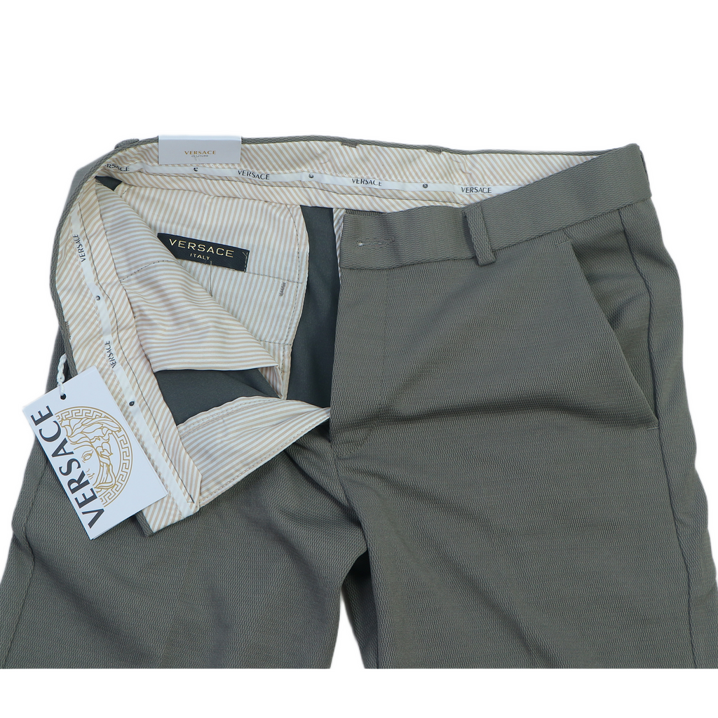 VERSACE Opulent Olive Tailored Slim Fit Trousers