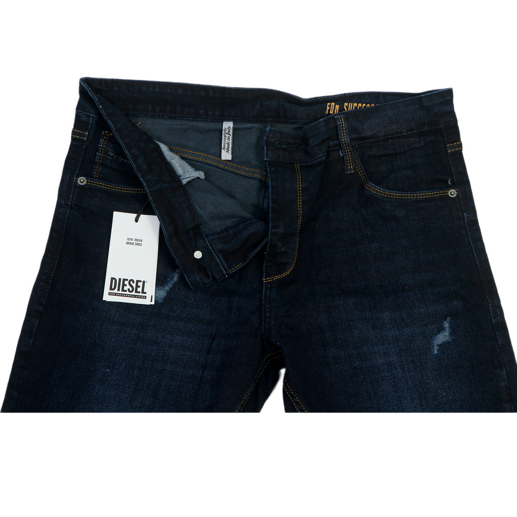 DIESEL Opulent Indigo Tailored Slim Fit Distressed Denim Jeans