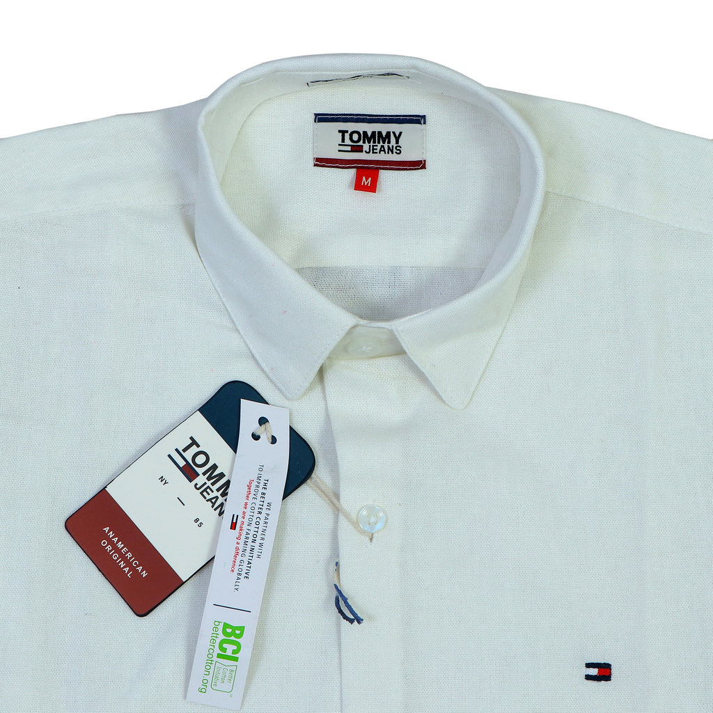 TOMMY JEANS Prismatic Lapis Aurora Relaxed Fit Long Sleeve Linen Shirt