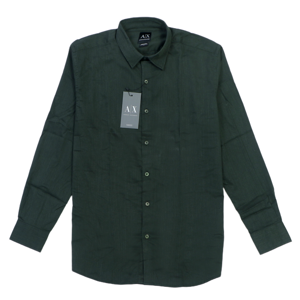 Armani Exchange Sophisticated Forest Green Button-Up Shirt