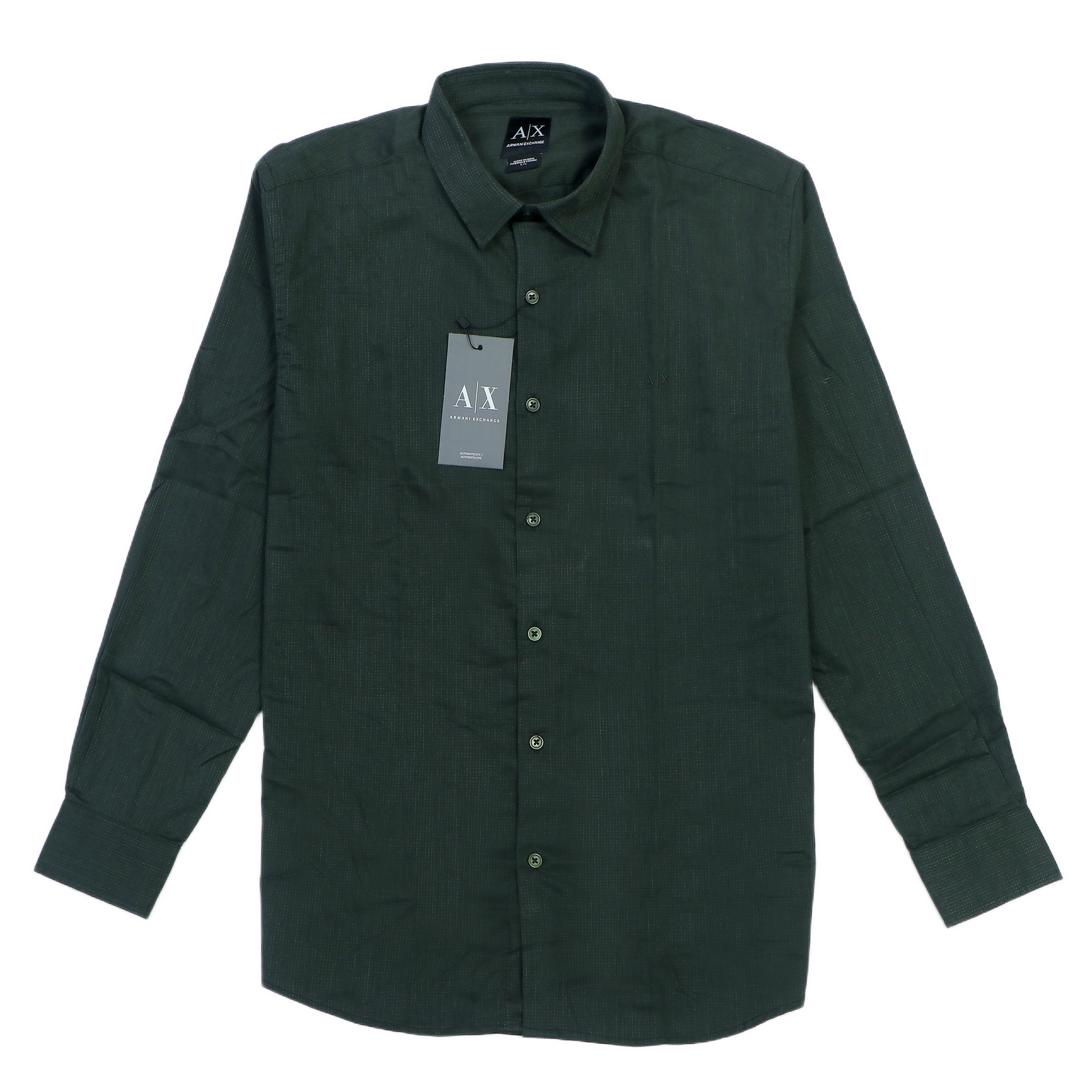 Armani Exchange Sophisticated Forest Green Button-Up Shirt