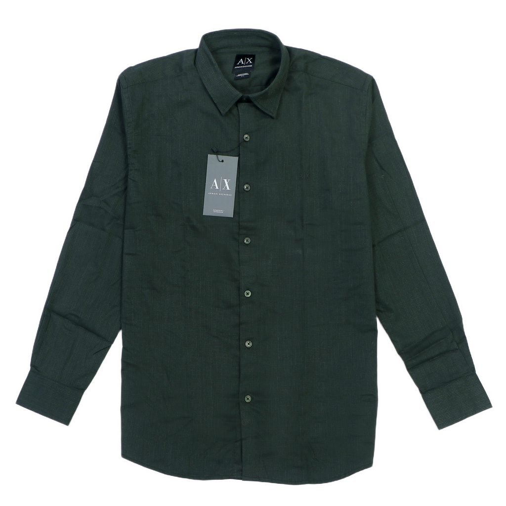 A|X ARMANI EXCHANGE Whimsical Juniper Smoke Tailored Fit Long Sleeve Shirt