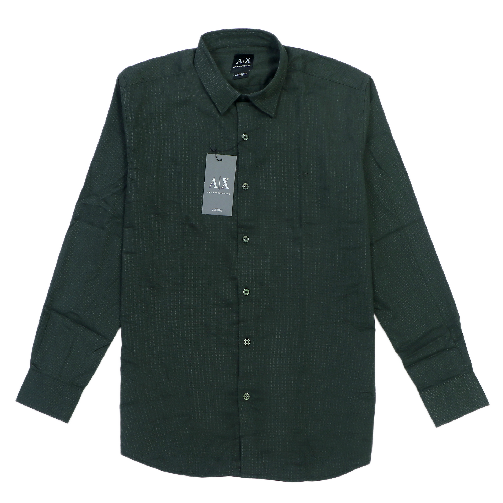 A|X ARMANI EXCHANGE Whimsical Juniper Smoke Tailored Fit Long Sleeve Shirt