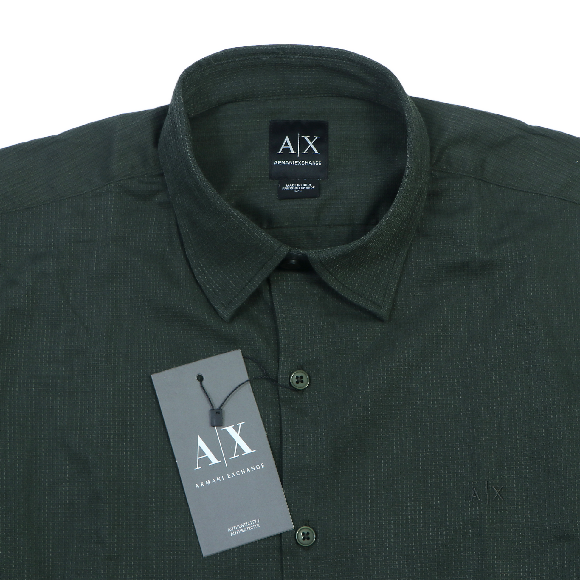 Armani Exchange Sophisticated Forest Green Button-Up Shirt