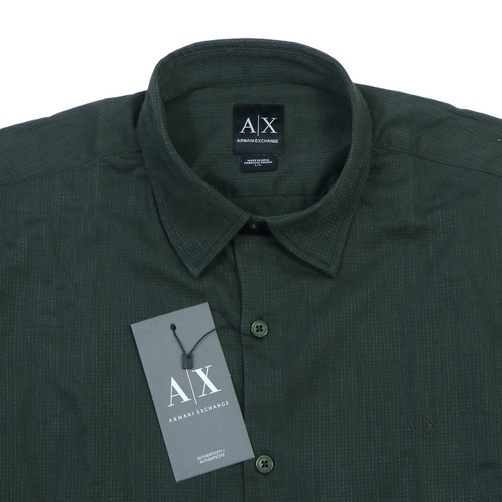 A|X ARMANI EXCHANGE Whimsical Juniper Smoke Tailored Fit Long Sleeve Shirt